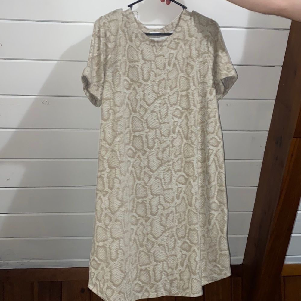 size large first love t shirt dress in snake skin print